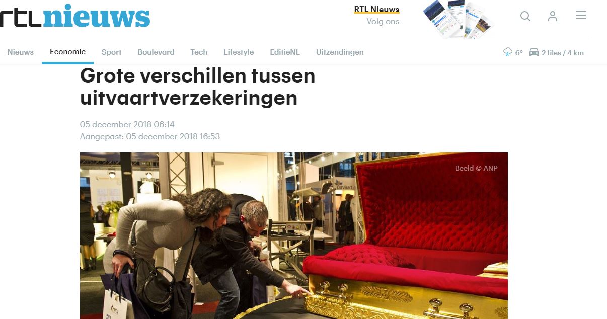 RTL artikel over uitvaartverzekeringen